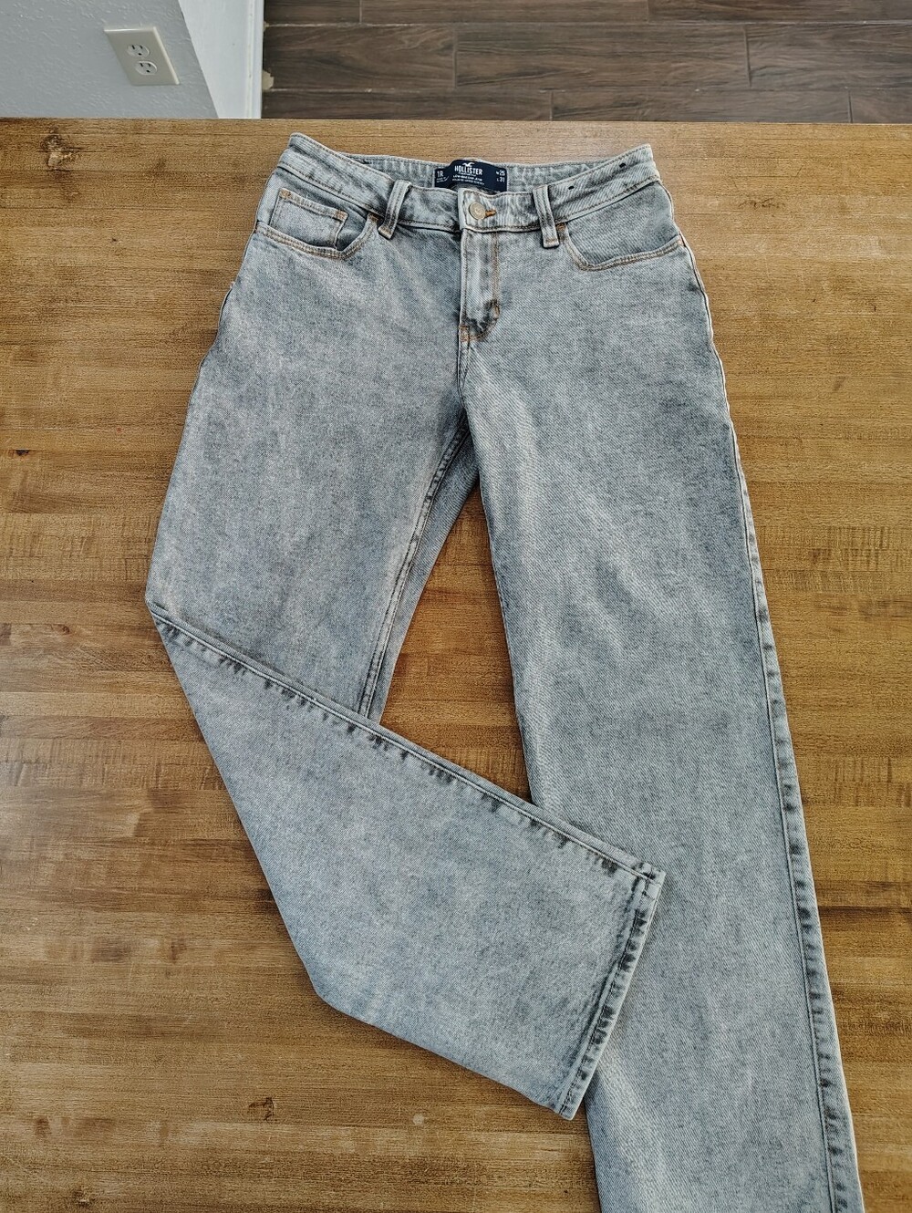 Hollister Dad Jean Low Rise Faded Gray Vintage Stretch Size 1/25